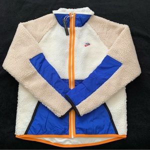 Nike Sportswear Sherpa Full Zip Jacket, Blue White Orange — Men’s Size Medium